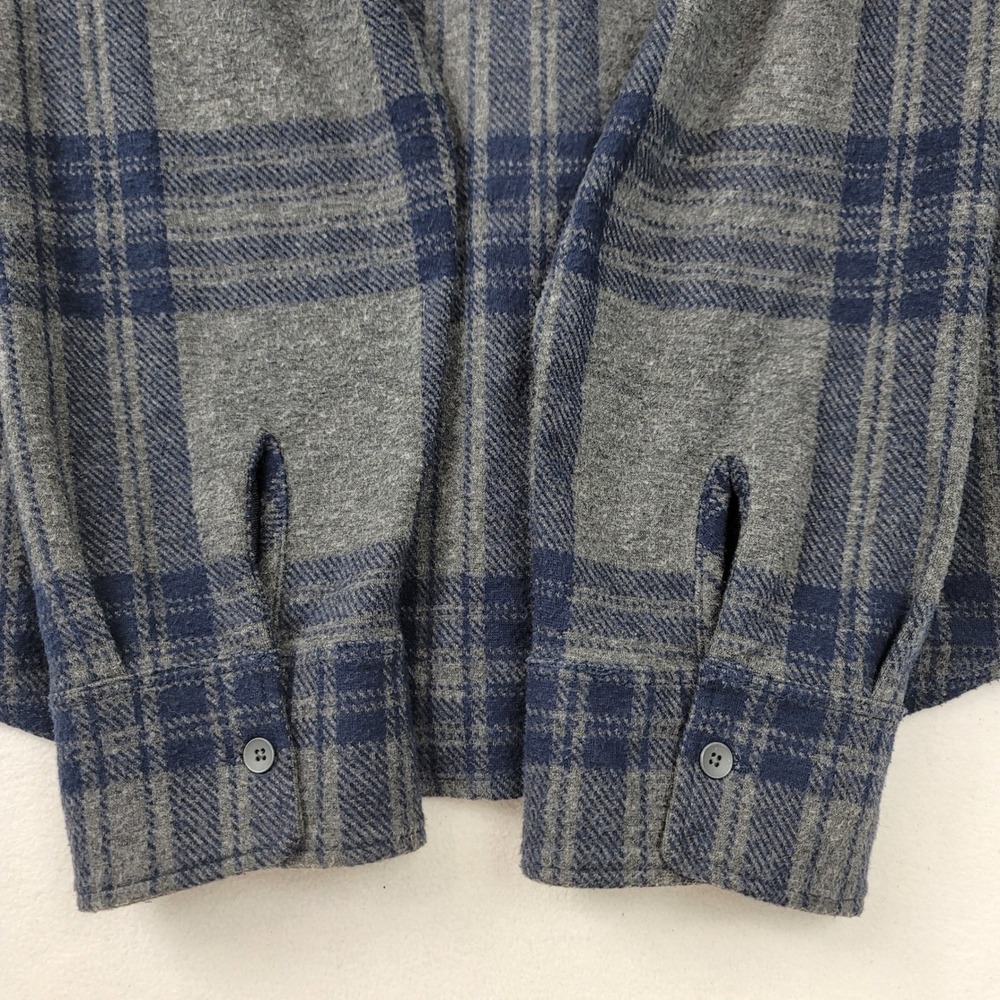 Tommy Bahama Mens 3X Gray Blue Plaid Flannel Long Sleeve Button Down Shirt - Picture 14 of 16